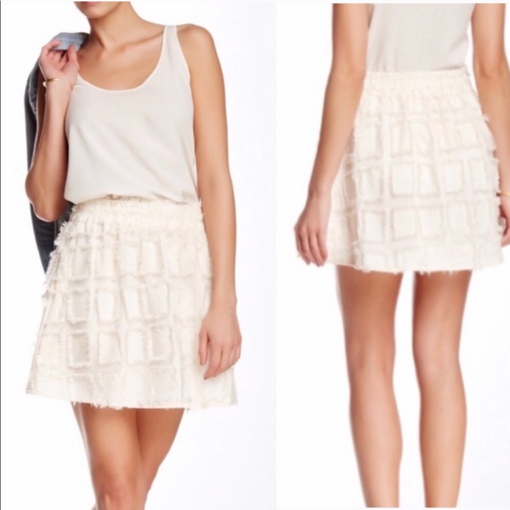 Harlowe & Graham frilly ivory mini skirt, size M